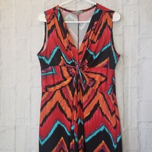 NY COLLECTION Sleeveless Bold Colors Maxi Dress Large